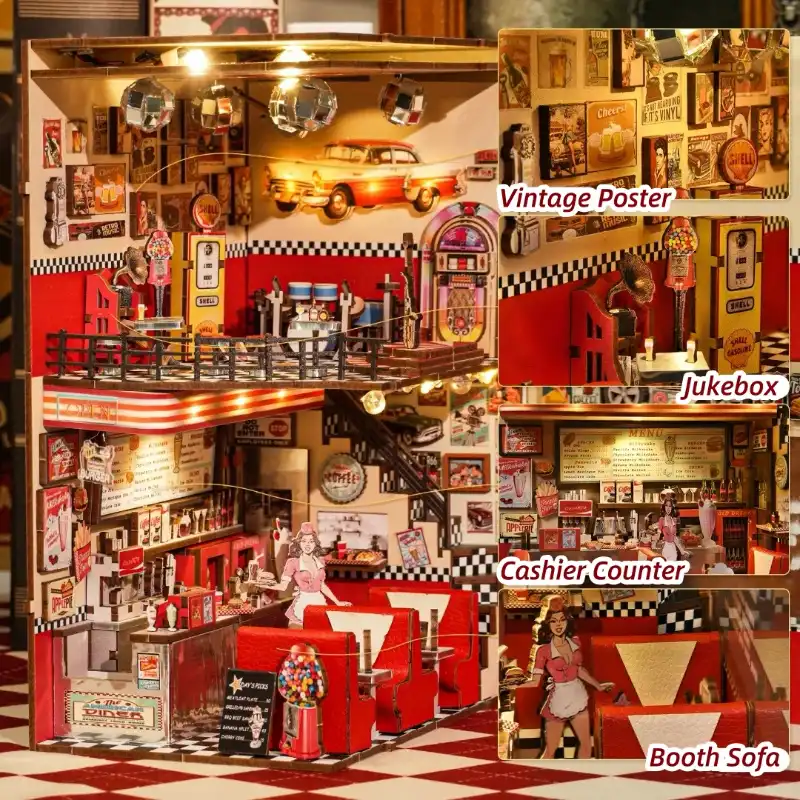 1950s Retro American Diner DIY Book Nook Kit