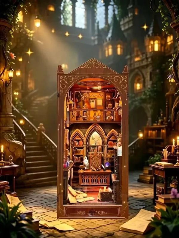 10167_副本 (1) Hogwarts Magic Office Book Nook DIY Kit with Magic Wand