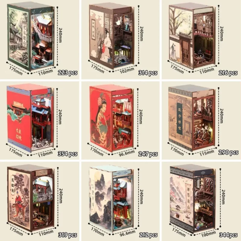 KINGSTORA Cultural Story Worlds DIY Book Nook Series – Miniature Architectural Bookend Kits Inspired by Chinese Classical Literature, Myths & Aesthetic Scenes