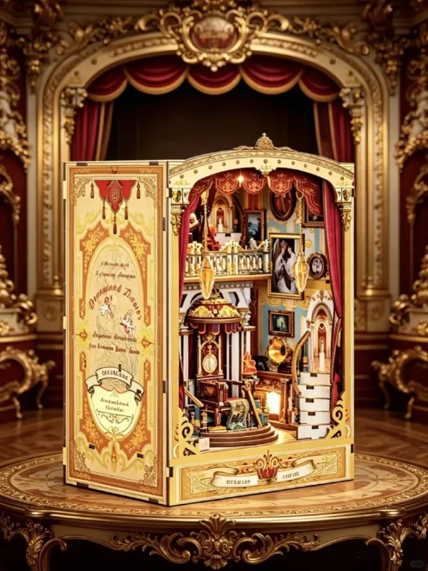 10001_副本 (1) Dreamland Theater Book Nook DIY Kit – Classical Opera House Miniature Diorama with Rotating Stage & Music