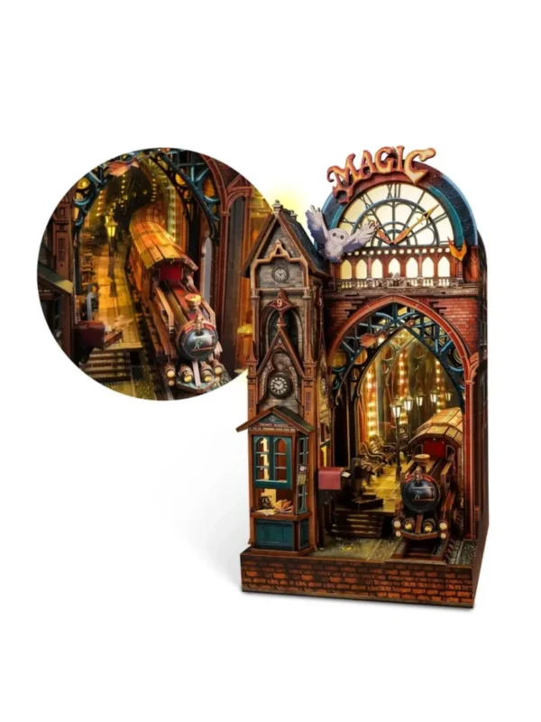 Enchanted Railway Station Book Nook – Magical Train Platform Diorama with Hidden Fantasy World