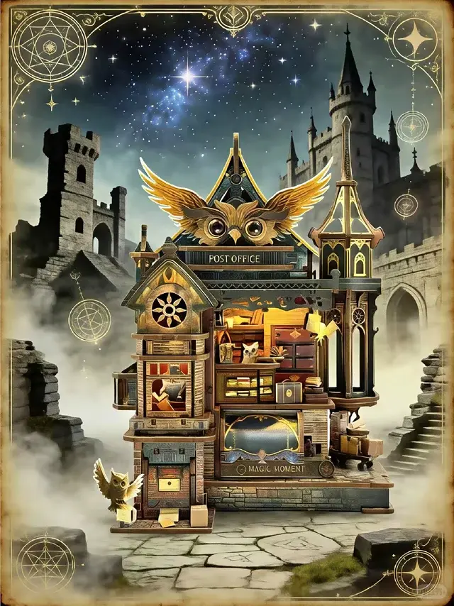 Mystical Academy Diorama Owlery Owl Post DIY Mechanical Music Model Kit