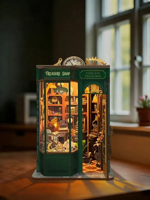 10158_副本 (1) Antique Shop Mini Book Nook DIY Kit – Vintage Miniature Curio Store Diorama