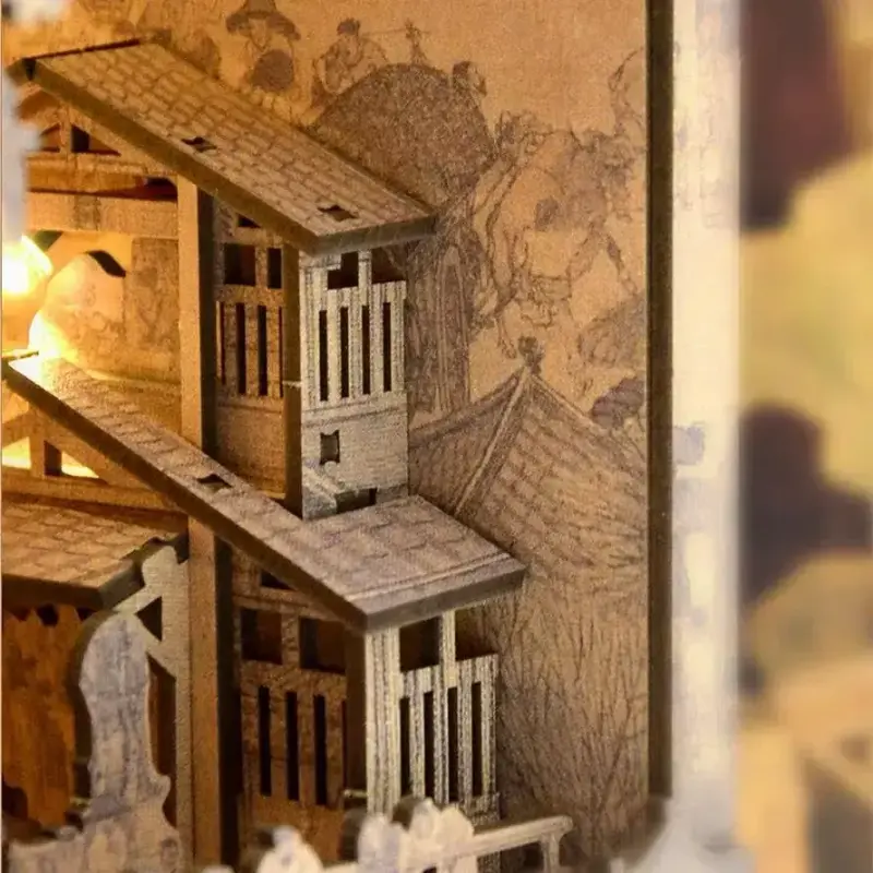 KINGSTORA Cultural Story Worlds Book Nook Series – DIY Irregular Hollow Bookend | Classic Ancient Tale Wooden Puzzle Decor