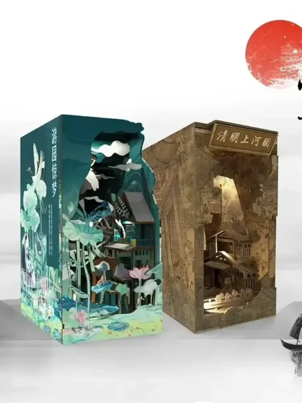 image_editor_1782404302279_副本 KINGSTORA Cultural Story Worlds Book Nook Series – DIY Irregular Hollow Bookend | Classic Ancient Tale Wooden Puzzle Decor