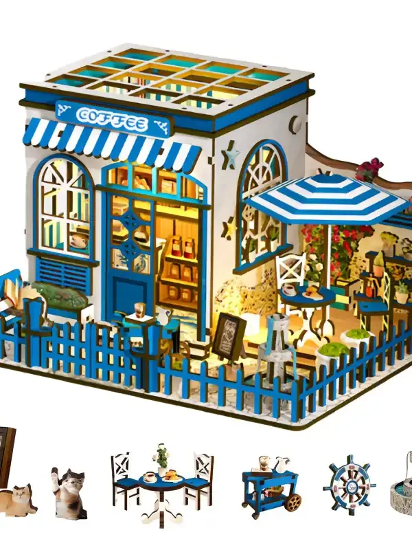 100000000867_副本 Santorini Seaside Café DIY Dollhouse Kit
