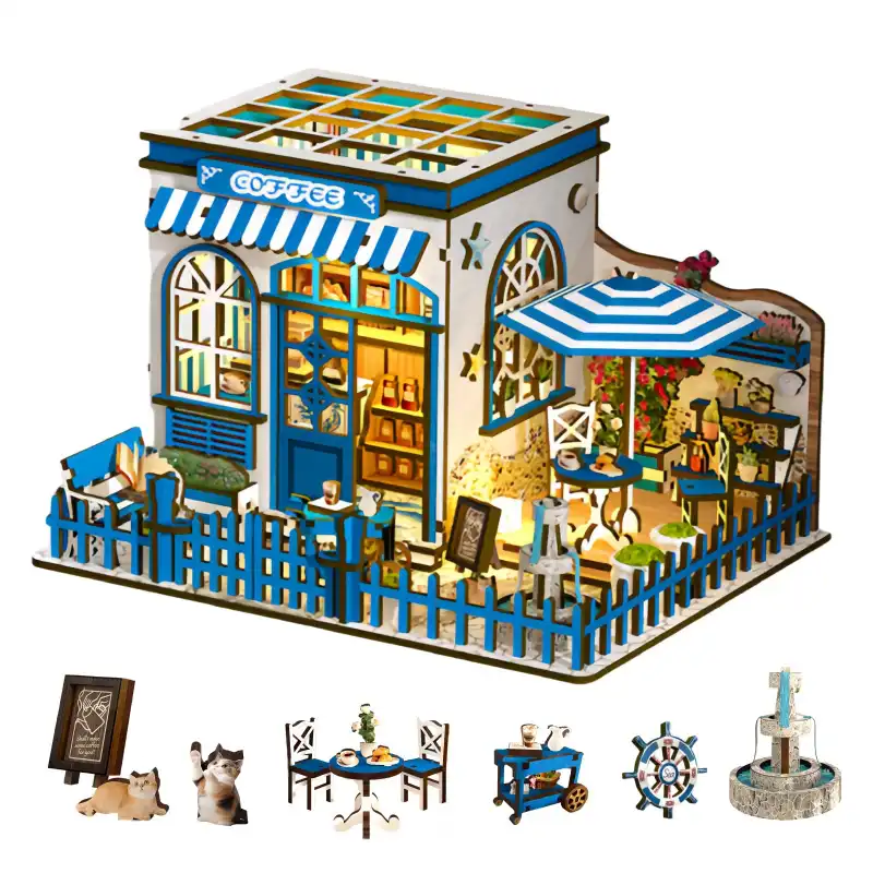 Santorini Seaside Café DIY Dollhouse Kit