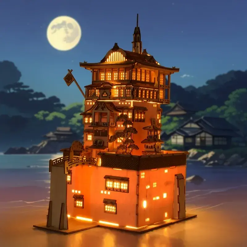 Yubaba's Bathhouse Spirited Away Natural Wood Color 3D Puzzle