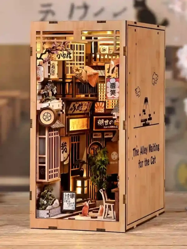10001 The Japanese Alley Waiting for The Cat DIY Book Nook Kit