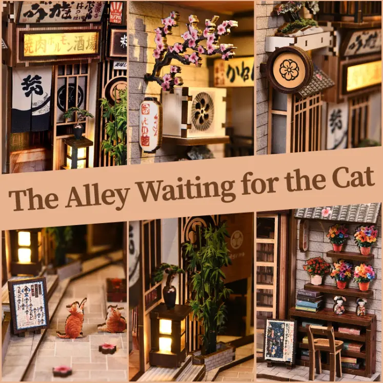 The Japanese Alley Waiting for The Cat DIY Book Nook Kit