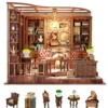Left Bank Study Café Elegant Bookstore & Coffee Shop Diorama DIY Dollhouse Kit