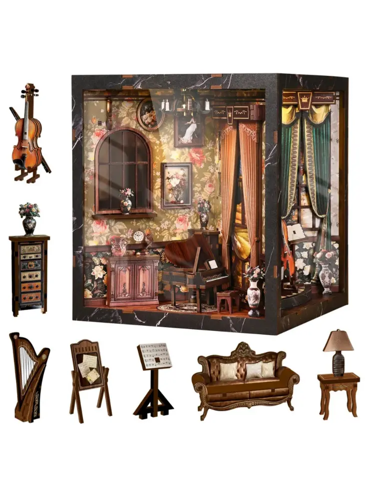 Opulent Music Salon Book Nook – Classical Music Room DIY Book Nook Kit