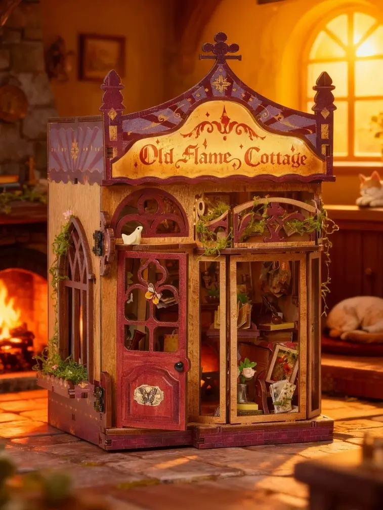 Old Flame Cottage - Openable Doors DIY Miniature House Kit