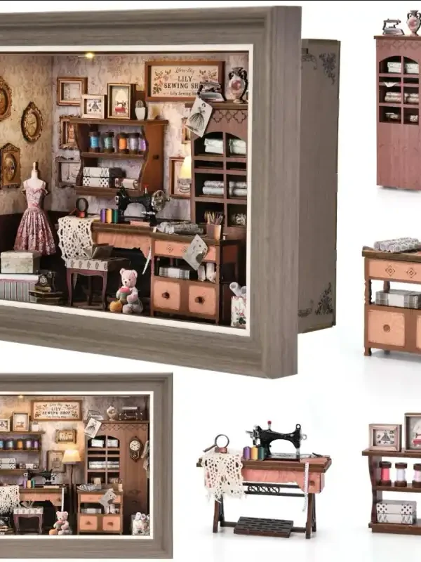 DIY 3D Wooden Puzzle – Tailor Shop -Themed Photo Frame Wall Decor Kit