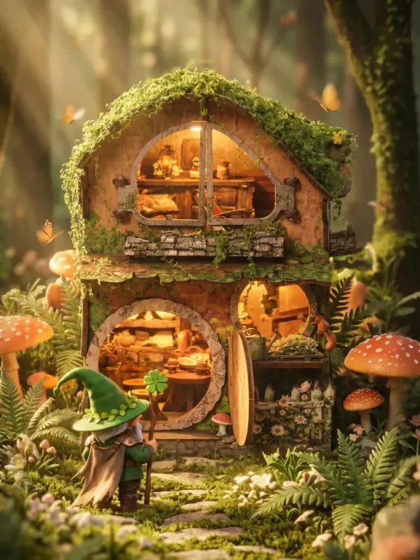 Green Vine Cottage - Openable Doors DIY Miniature House Kit