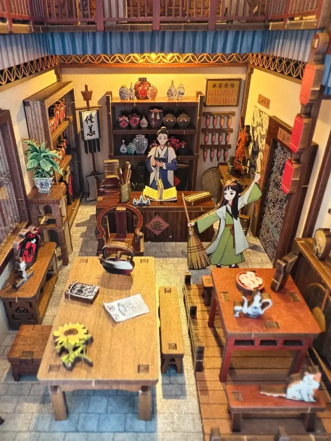 A Dream in the Martial World - Tongfu Inn Book Nook – Ancient Chinese Inn Diorama Bookend