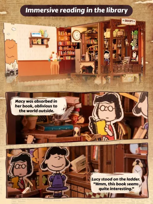 Classic Peanuts Snoopy Book Nook – Vintage Cartoon Diorama Scene