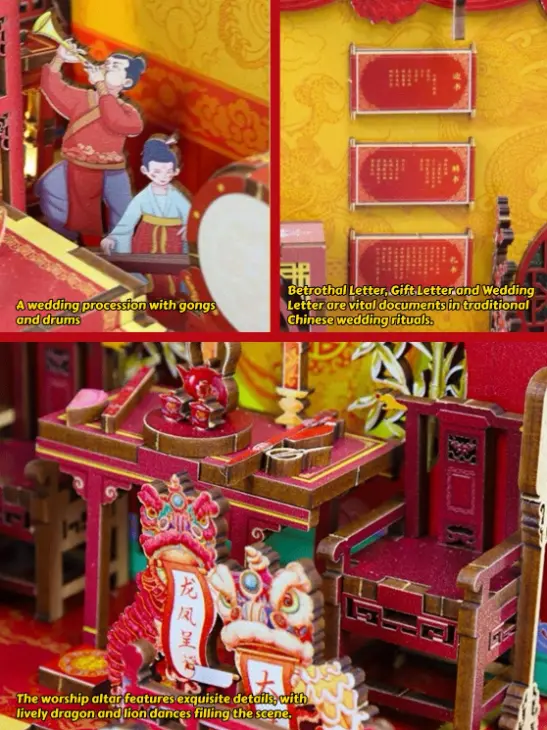 Chinese Wedding Book Nook Kit – Traditional Bride & Groom Diorama Bookend