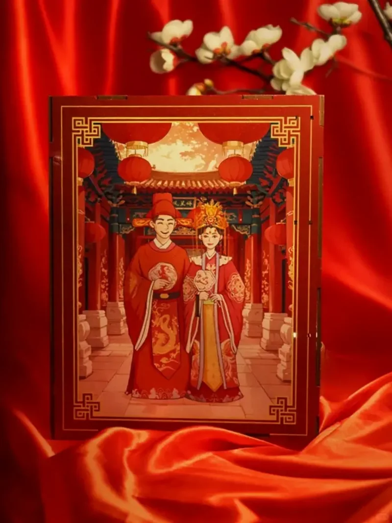 Chinese Wedding Book Nook Kit – Traditional Bride & Groom Diorama Bookend