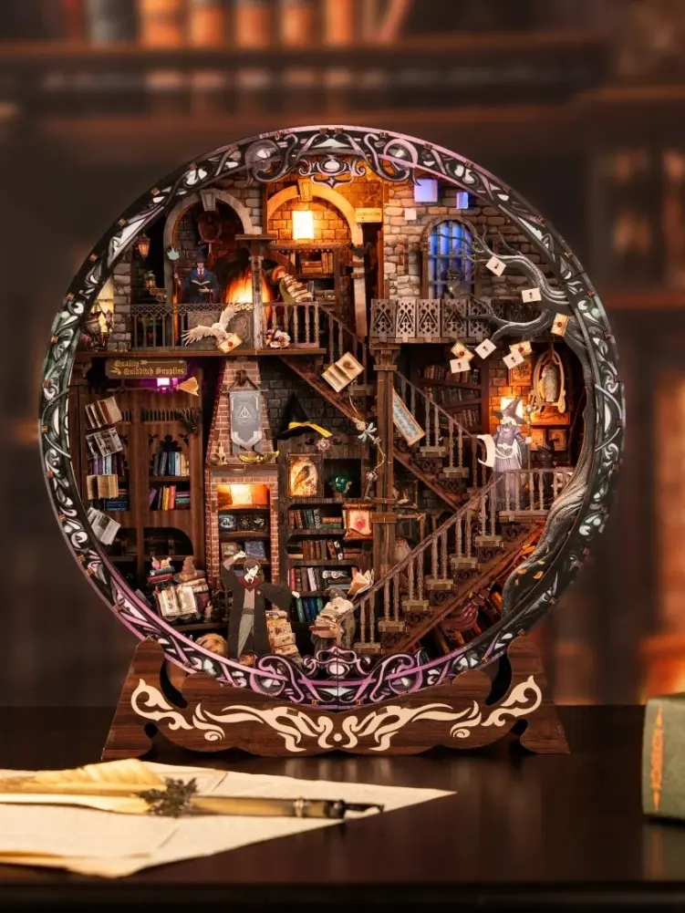 Round Magic Library DIY Miniature Decoration Kit